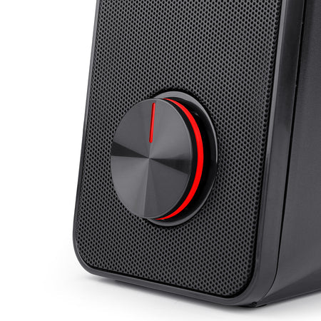 Redragon GS500 Stentor PC Gaming Speaker, 2.0 Channel Stereo Desktop Computer Speaker with Red Backlight, Quality Bass and Crystal Clear Sound, USB Powered with a 3.5mm Connector Redragon GS500 Stentor PC Gaming Speaker, 2.0 Channel Stereo Desktop Computer Speaker with Red Backlight, Quality Bass and Crystal Clear Sound, USB Powered with a 3.5mm Connector